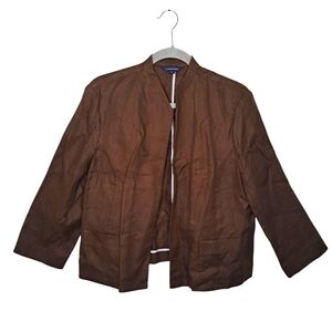 Lands' End Brown Linen Blazer Jacket Plus Size 16
